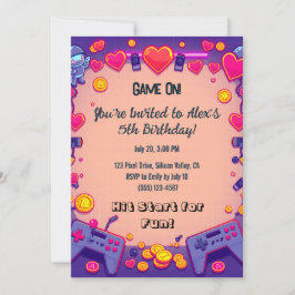 Pixel Party Geburtstag Einladung Retro Gamer Thema