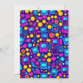 Pixel Party Geburtstag Einladung Retro Gamer Thema (Rückseite)