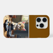 "Pixel Paws: Das Gamer-Kätzchen in Aktion" iPhone Hülle (Rückseite (Horizontal))