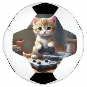 "Pixel Paws: The Gamer Kitten in Action" Fußball