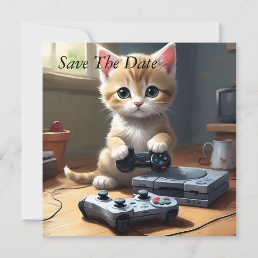 "Pixel Paws: The Gamer Kitten in Action" Save The Date (Vorderseite)