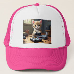 "Pixel Paws: The Gamer Kitten in Action" Truckerkappe
