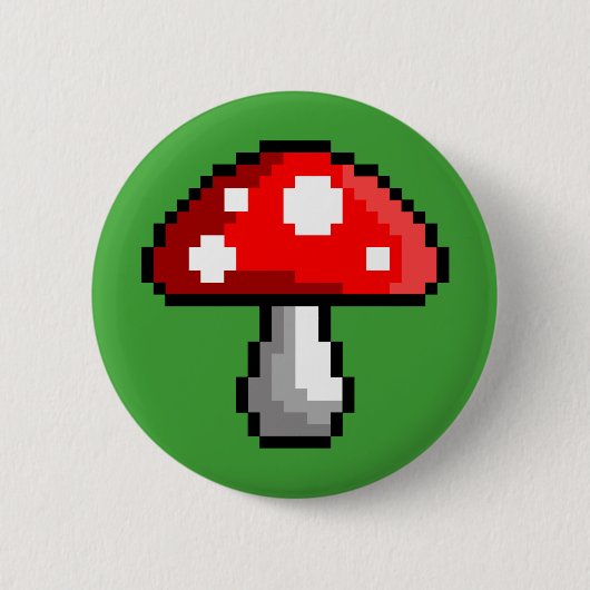 Pixel-Pilz-Knopf Button (Vorderseite)