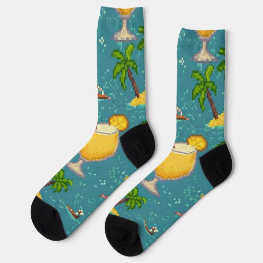 Pixel Pina Coladas Socken (Linkes Detail)