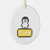 Pixel Pinguin Play Gamer Keramik Ornament (Rechts)