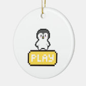 Pixel Pinguin Play Gamer Keramik Ornament (Links)