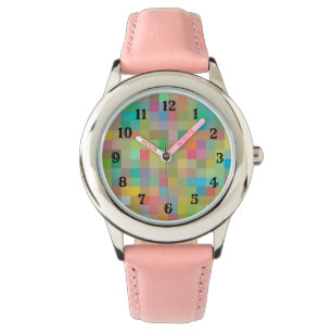 Pixel-Pink-Band-Kinderschau Armbanduhr