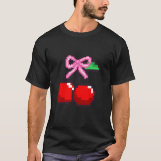 Pixel Pink Bows mit Cherries Video Game bow for w T-Shirt