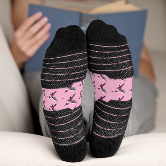Pixel Pink Hummingbird Socken (Unterseite)