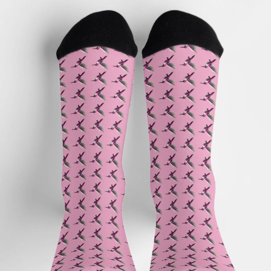 Pixel Pink Hummingbird Socken (Oben)