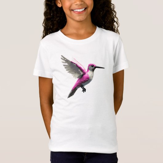Pixel Pink Hummingbird T-Shirt (Vorderseite)