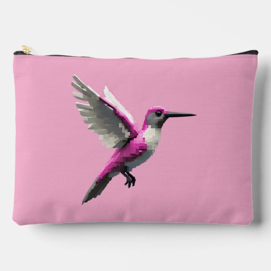Pixel Pink Hummingbird Zubehörtasche (Vorderseite)