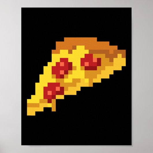 Pixel Pizza 80er Video Game Retro 8-Bit Halloween  Poster (Vorne)