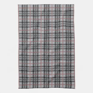 Pixel Plaid in Grau mit rotem Streifen Küchentuch