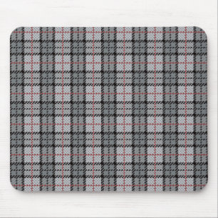 Pixel Plaid in Grau mit rotem Streifen Mousepad
