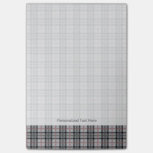 Pixel Plaid in Grau mit rotem Streifen Post-it Klebezettel