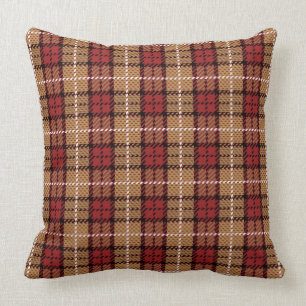 Pixel Plaid in Rot und Gold Kissen