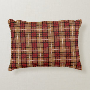 Pixel Plaid in Rot und Gold Zierkissen