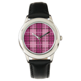 Pixel Plaid_Magenta-Black Armbanduhr