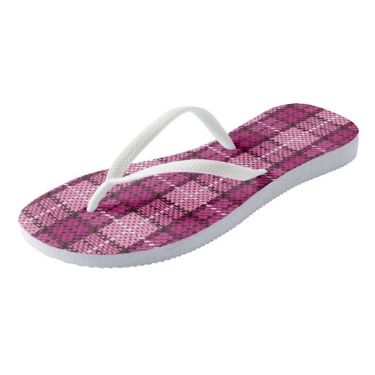 Pixel Plaid_Magenta-Black Badesandalen (Schrägansicht)