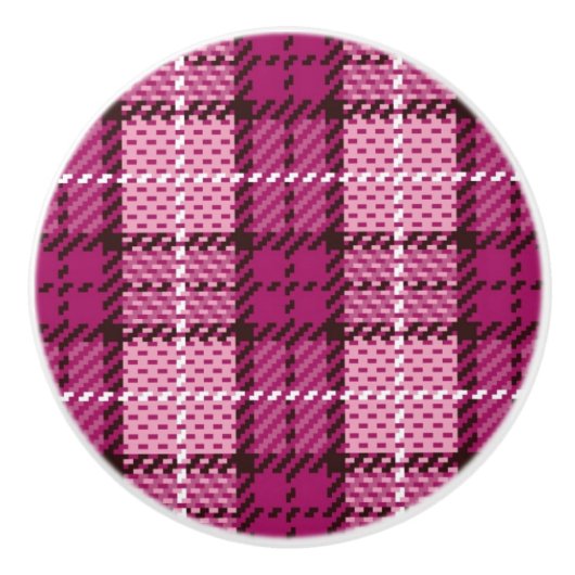 Pixel Plaid_Magenta-Black Keramikknauf (Vorderseite)