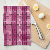 Pixel Plaid_Magenta-Black Küchentuch (Viertel Falte)
