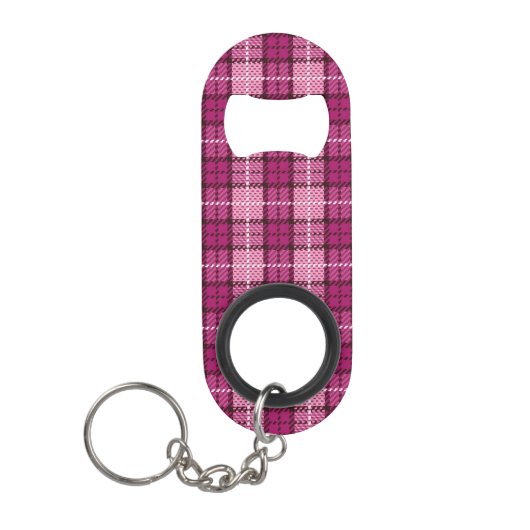 Pixel Plaid_Magenta-Black Mini Flaschenöffner (Vorderseite)