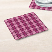Pixel Plaid_Magenta-Black Rechteckiger Pappuntersetzer (angewinkelt)