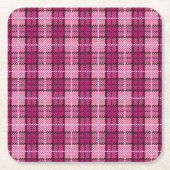 Pixel Plaid_Magenta-Black Rechteckiger Pappuntersetzer (Vorderseite)