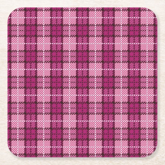 Pixel Plaid_Magenta-Black Rechteckiger Pappuntersetzer (Vorderseite)
