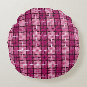 Pixel Plaid_Magenta-Black Rundes Kissen