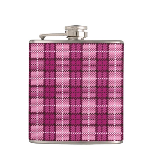 Pixel Plaid_Magenta-Schwarz Flachmann (Vorderseite)