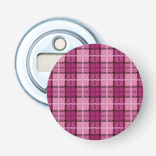 Pixel Plaid_Magenta-Schwarz Flaschenöffner (Vorderseite)