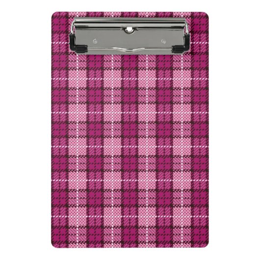 Pixel Plaid_Magenta-Schwarz Mini Klemmbrett (Vorderseite)
