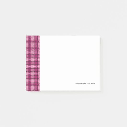 Pixel Plaid_Magenta-Schwarz Post-it Klebezettel (Vorderseite)