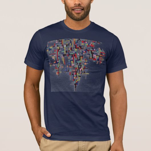 Pixel-Pop-abstrakte Fraktal Designe T-Shirt (Vorderseite)