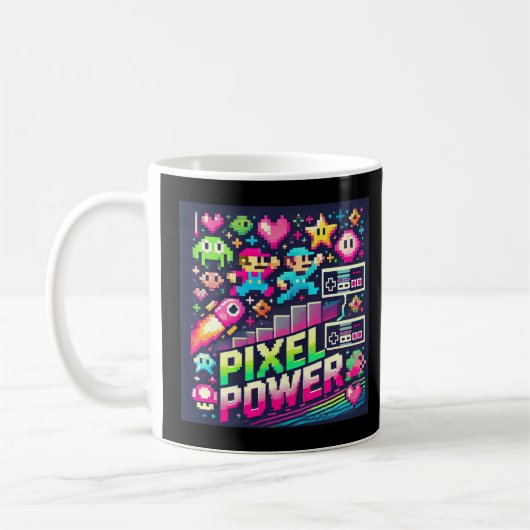 Pixel-Power-Retro-Gaming - 8-Bit-Zeichen Kaffeetasse (Links)
