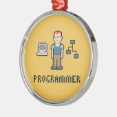 Pixel-Programmierer-erstklassige runde Verzierung Silbernes Ornament (Links)