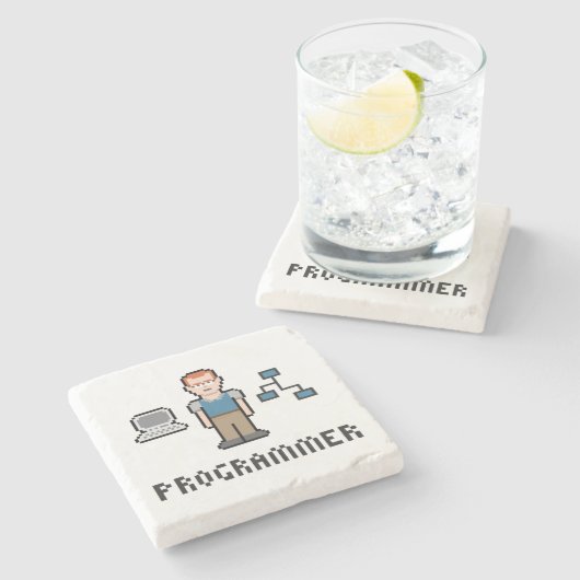 Pixel-Programmierer-Marmor-Stein-Untersetzer Steinuntersetzer (Seitenansicht)