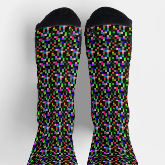 Pixel-Prüfmuster Abstrakt Geeky farbig Socken (Oben)