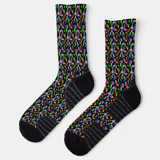 Pixel-Prüfmuster Abstrakt Geeky farbig Socken (Links)