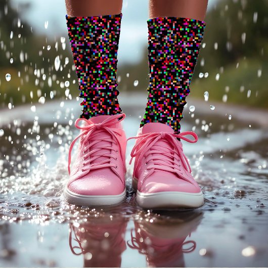 Pixel-Prüfmuster Abstrakt Geeky farbig Socken