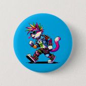 Pixel-Punk-Katze - 8-Bit-Herz- und Retro-Stil Button (Vorderseite)