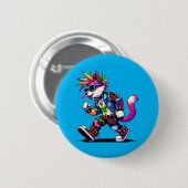 Pixel-Punk-Katze - 8-Bit-Herz- und Retro-Stil Button (Vorne & Hinten)