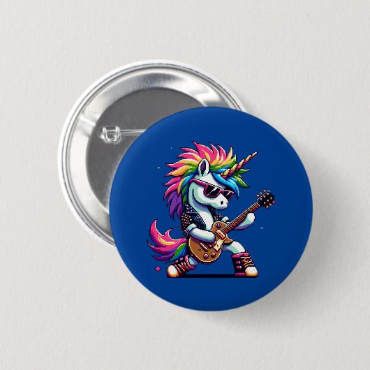 Pixel Punk Rock Unicorn Button (Vorne & Hinten)