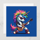 Pixel Punk Rock Unicorn Einladung (Vorne/Hinten)