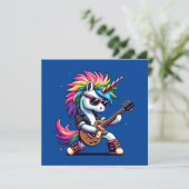 Pixel Punk Rock Unicorn Einladung (Stehend Vorderseite)