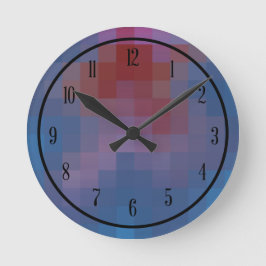 Pixel-Quadrate mit Zahlen Runde Wanduhr