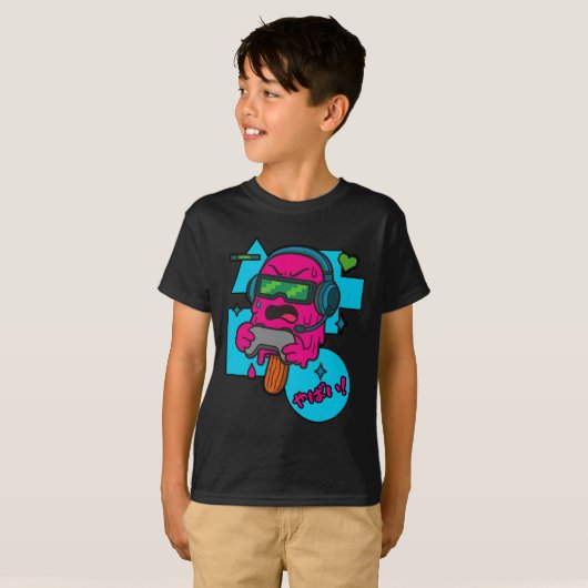 Pixel Rage Gamer Popsicle Funny Melting Ice Cream  T-Shirt (Vorne ganz)