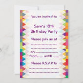 Pixel Rainbow Square Muster Geburtstag Einladung (Rückseite)